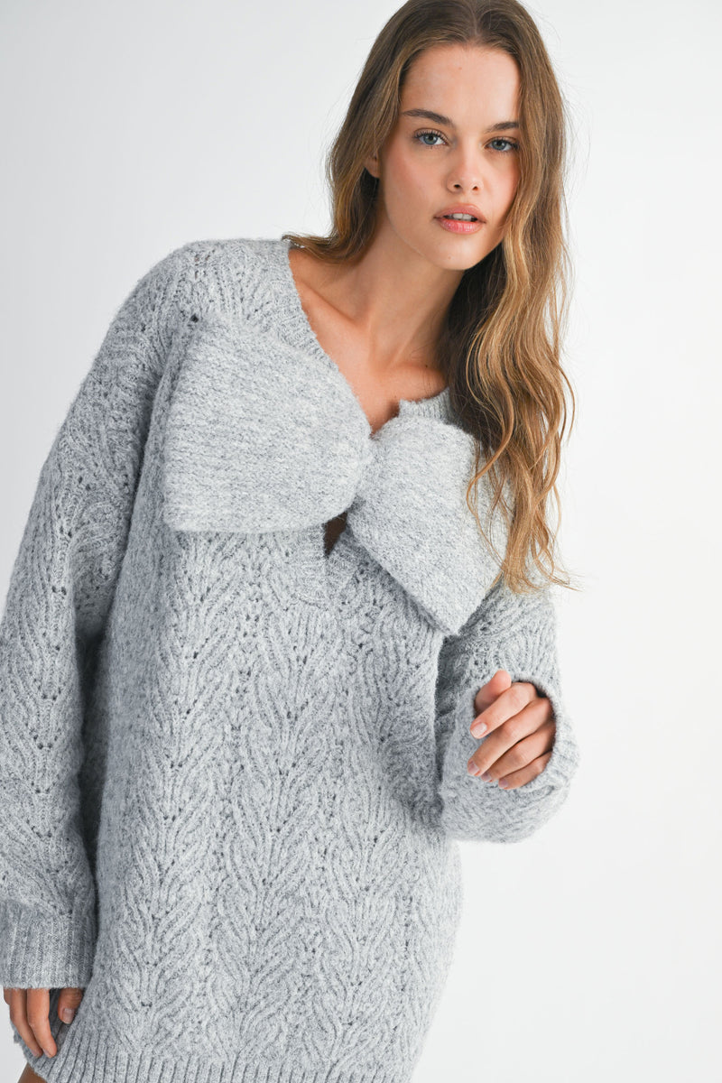 LUISA BIG BOW KNIT MINI DRESS