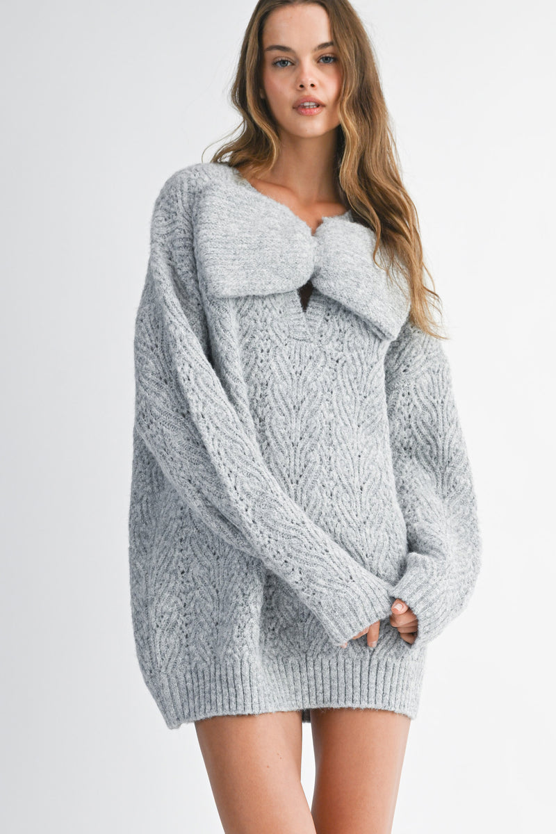 LUISA BIG BOW KNIT MINI DRESS