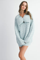 LUISA BIG BOW KNIT MINI DRESS