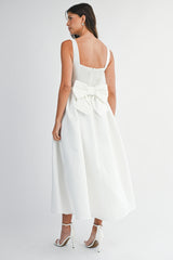 ARIYA SQUARE NECK BACK BOW MIDI DRESS