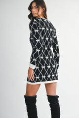 DELANEY BOW JACQUARD MINI DRESS