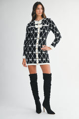 DELANEY BOW JACQUARD MINI DRESS