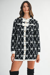 DELANEY BOW JACQUARD MINI DRESS