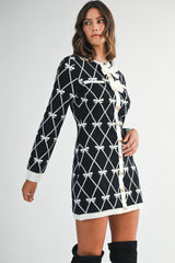 DELANEY BOW JACQUARD MINI DRESS