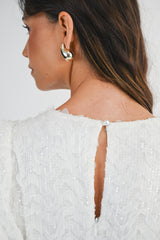 LYRA EMBELLISHED MESH PUFFY MIDI DRESS