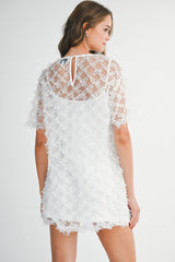 ALEXIA APPLIQUE SEQUIN MESH MINI DRESS