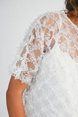 ALEXIA APPLIQUE SEQUIN MESH MINI DRESS