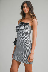 ELLIS STRIPE TUBE MINI DRESS WITH BOW DETAIL