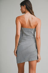 ELLIS STRIPE TUBE MINI DRESS WITH BOW DETAIL