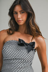 ELLIS STRIPE TUBE MINI DRESS WITH BOW DETAIL