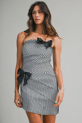 ELLIS STRIPE TUBE MINI DRESS WITH BOW DETAIL