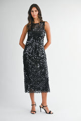 MARISOL SLEEVELESS SEQUIN MIDI DRESS