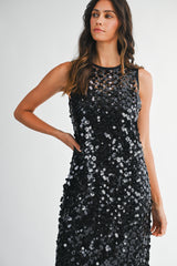 MARISOL SLEEVELESS SEQUIN MIDI DRESS