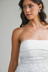 CIELO PEARL BEADED STRAPLESS MIDI DRESS