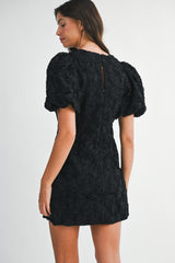 SCARLETTE APPLIQUE PUFF SLEEVE MINI DRESS