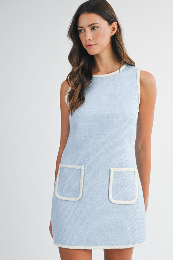 ELLIOTT CONTRAST BOUCLE MINI DRESS