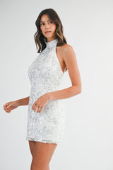 LISE EMBELLISHED BACKLESS MINI DRESS