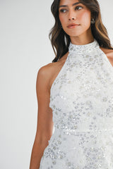 LISE EMBELLISHED BACKLESS MINI DRESS