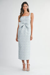 ANIYAH METALIC JACQUARD MIDI DRESS