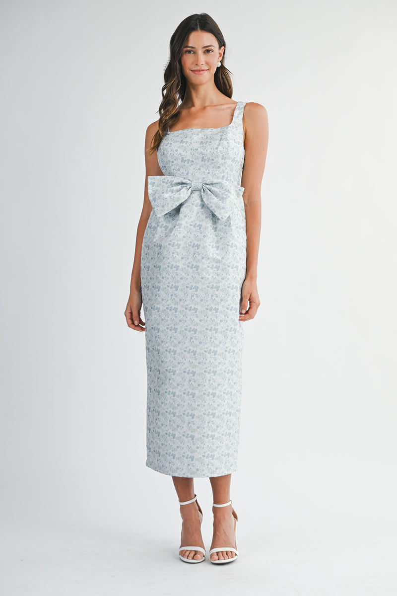 ANIYAH METALIC JACQUARD MIDI DRESS