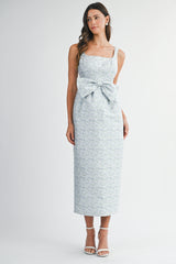 ANIYAH METALIC JACQUARD MIDI DRESS