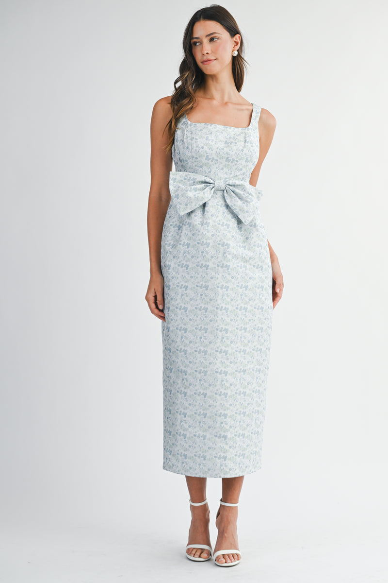 ANIYAH METALIC JACQUARD MIDI DRESS