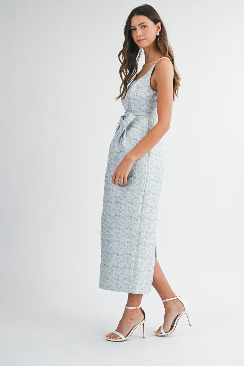 ANIYAH METALIC JACQUARD MIDI DRESS