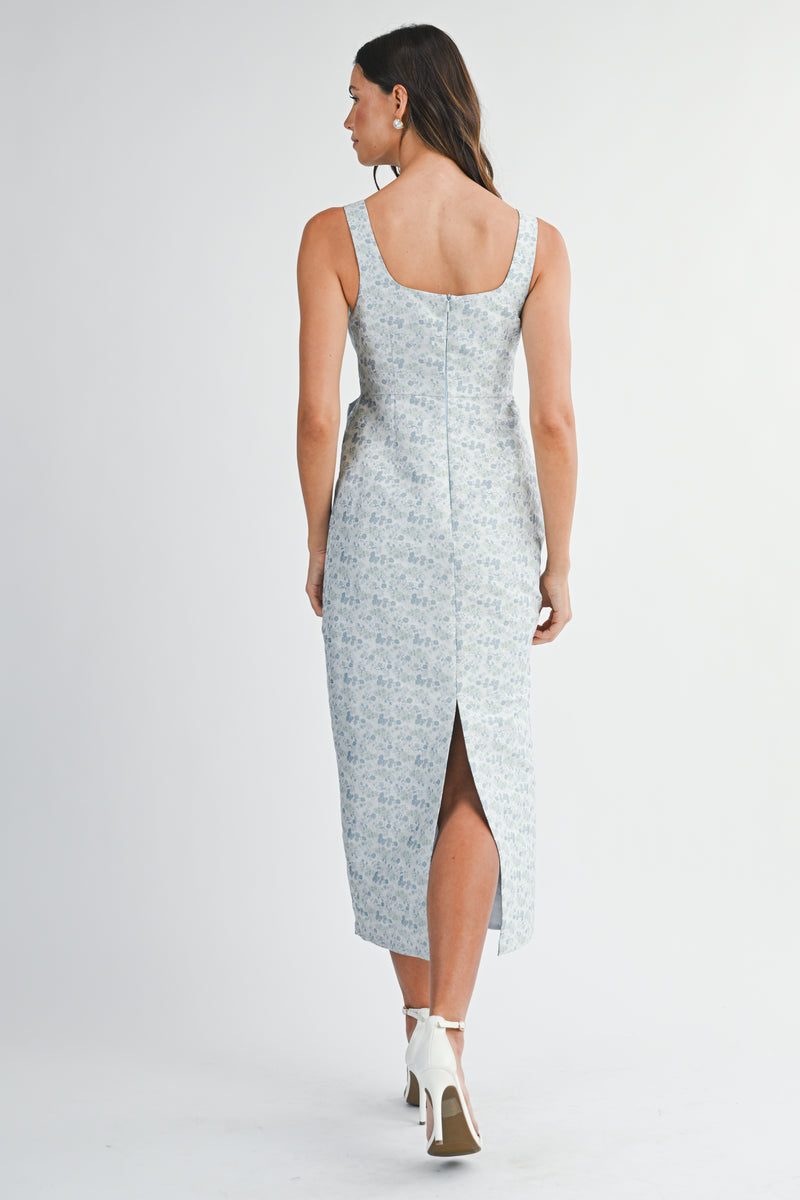 ANIYAH METALIC JACQUARD MIDI DRESS