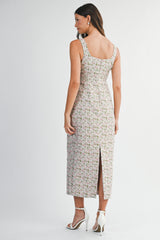ANIYAH METALIC JACQUARD MIDI DRESS