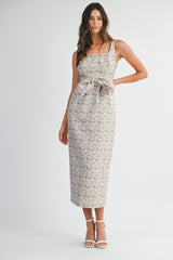 ANIYAH METALIC JACQUARD MIDI DRESS