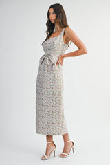 ANIYAH METALIC JACQUARD MIDI DRESS