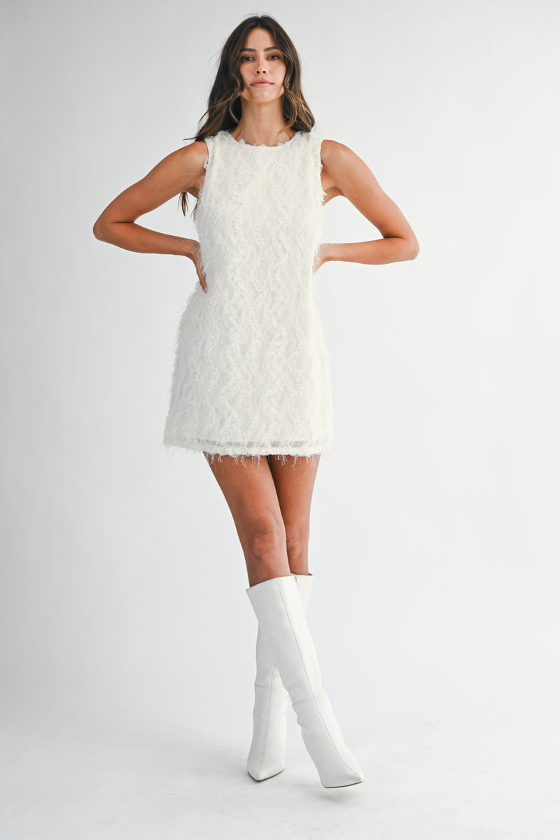 JOCELYN FEATHER TEXTURED MINI DRESS
