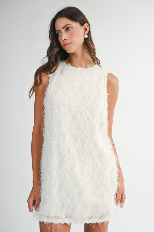 JOCELYN FEATHER TEXTURED MINI DRESS