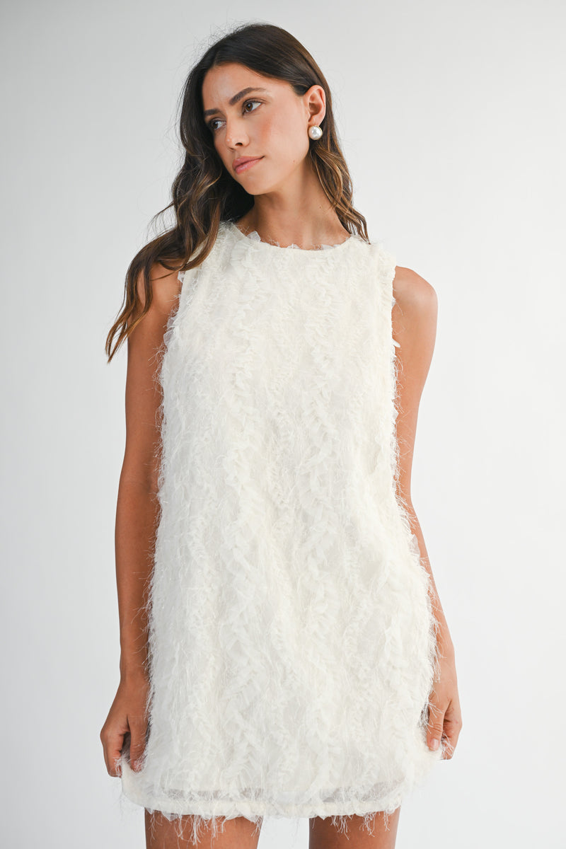 JOCELYN FEATHER TEXTURED MINI DRESS