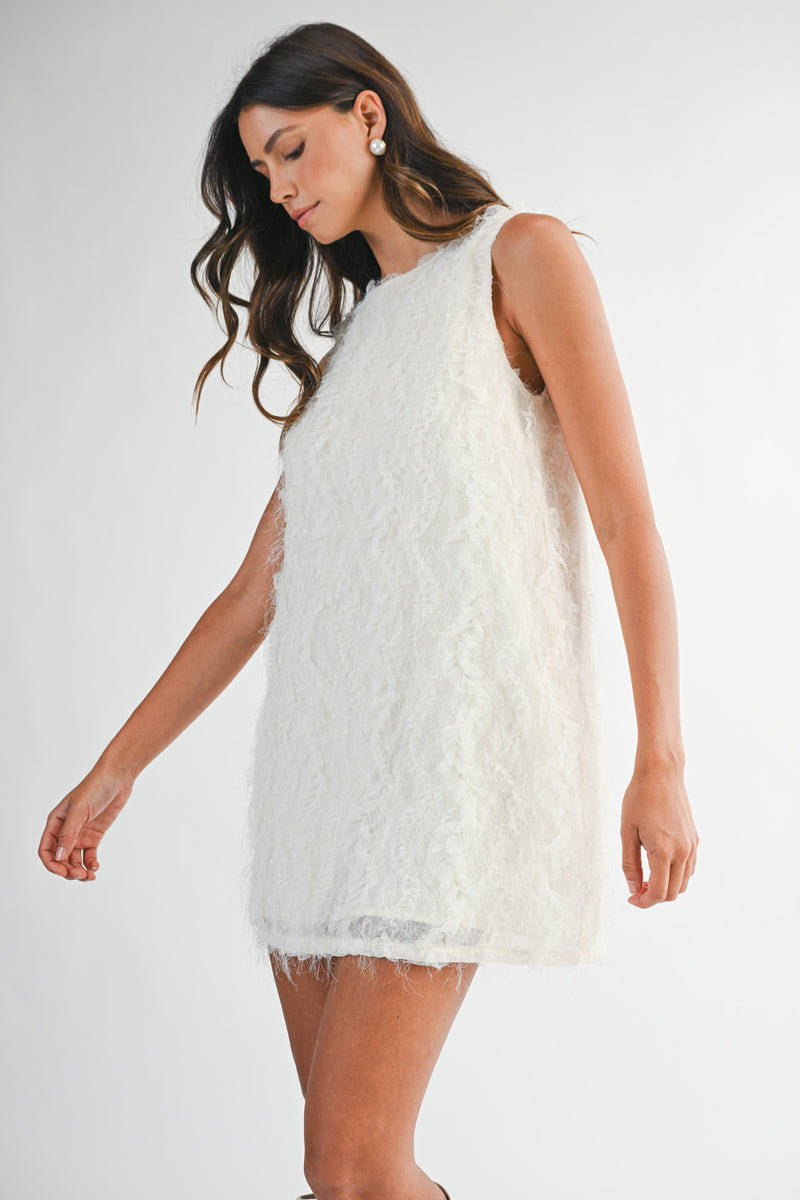 JOCELYN FEATHER TEXTURED MINI DRESS