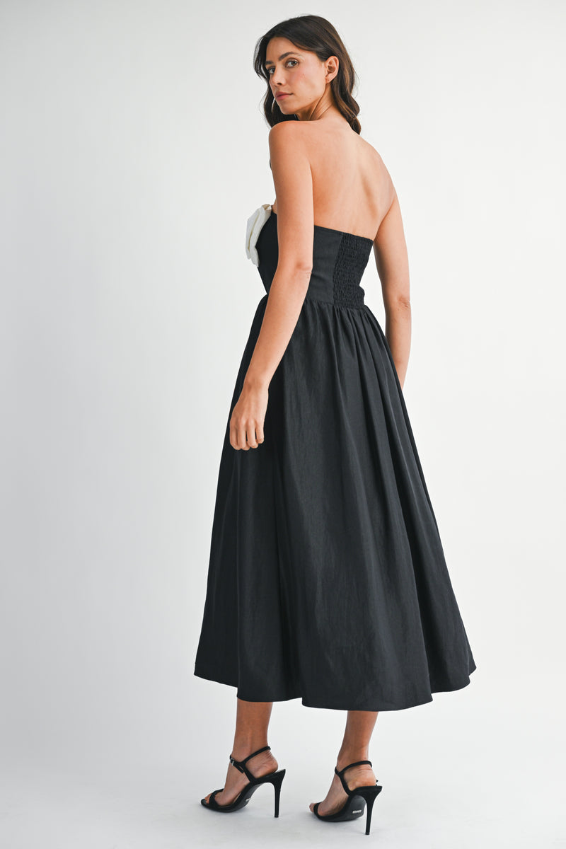 MADILYN CONTRAST BOW MIDI DRESS