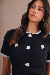 LYLAH RHINESTONE DETAIL TWEED MIDI DRESS