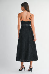 SARA APPLIQUE EMBELLISHED MIDI DRESS