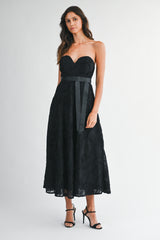 SARA APPLIQUE EMBELLISHED MIDI DRESS