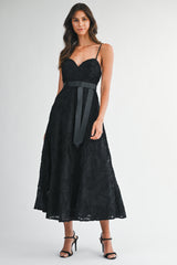 SARA APPLIQUE EMBELLISHED MIDI DRESS