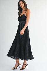 SARA APPLIQUE EMBELLISHED MIDI DRESS