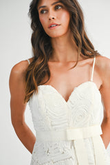 SARA APPLIQUE EMBELLISHED MIDI DRESS