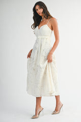 SARA APPLIQUE EMBELLISHED MIDI DRESS