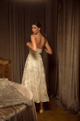 SARA APPLIQUE EMBELLISHED MIDI DRESS