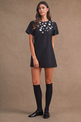 TESSA BEADED SATIN MINI DRESS