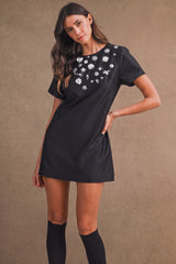 TESSA BEADED SATIN MINI DRESS