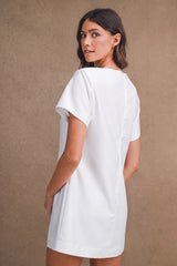 TESSA BEADED SATIN MINI DRESS