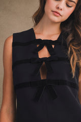 CHARLI VELVET BOW DETAIL MINI DRESS