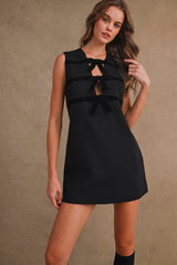 CHARLI VELVET BOW DETAIL MINI DRESS
