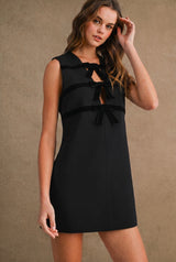 CHARLI VELVET BOW DETAIL MINI DRESS